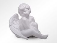 Keramický anjel sediaci - biely