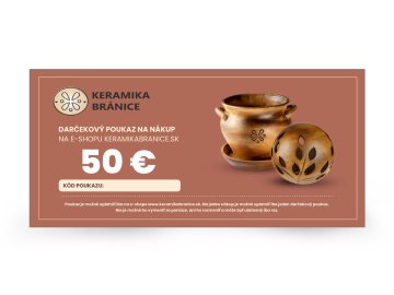 Darčekový poukaz na nákup keramiky 50 €